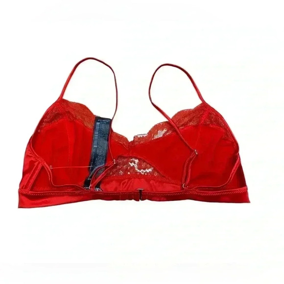 NWOT, ZARA, Satin Bralette With Lace, Large, Red 🫦 - Picture 6 of 9